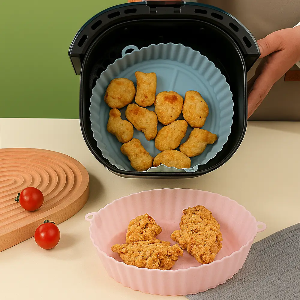 Kit Formas de Silicone AssaBem para AirFryer – Redonda e Quadrada